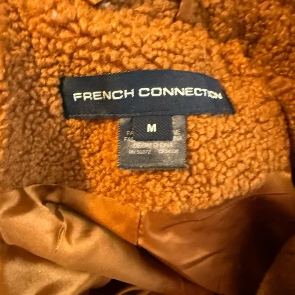 French Connection Faux‎ Fur Walker Teddy Coat in Cognac - Picture 4 of 6